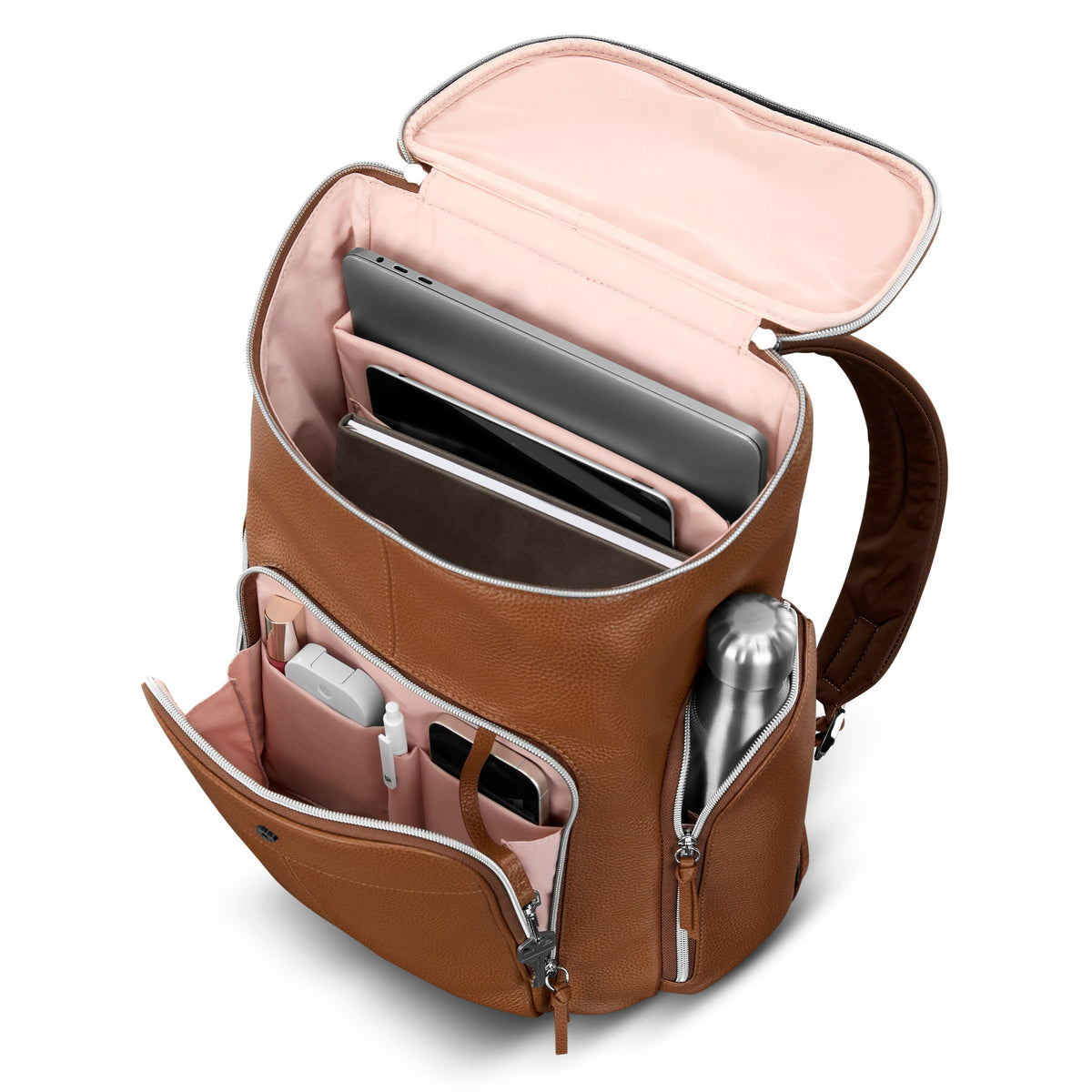 Samsonite Mobile Solution 2 Leather Deluxe Backpack in the color Cognac.