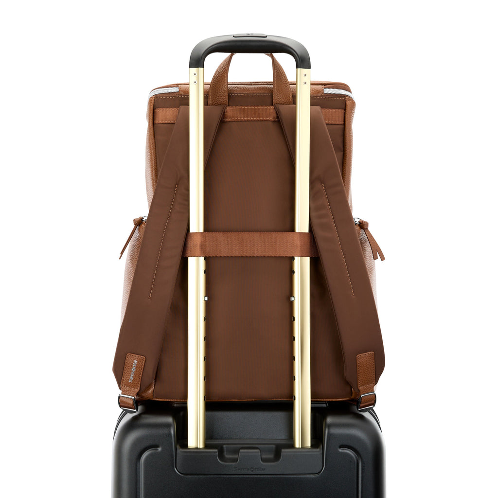 Samsonite Mobile Solution 2 Leather Deluxe Backpack in the color Cognac.