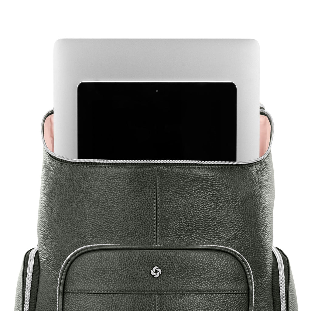Samsonite Mobile Solution 2 Leather Deluxe Backpack in the color Olive.