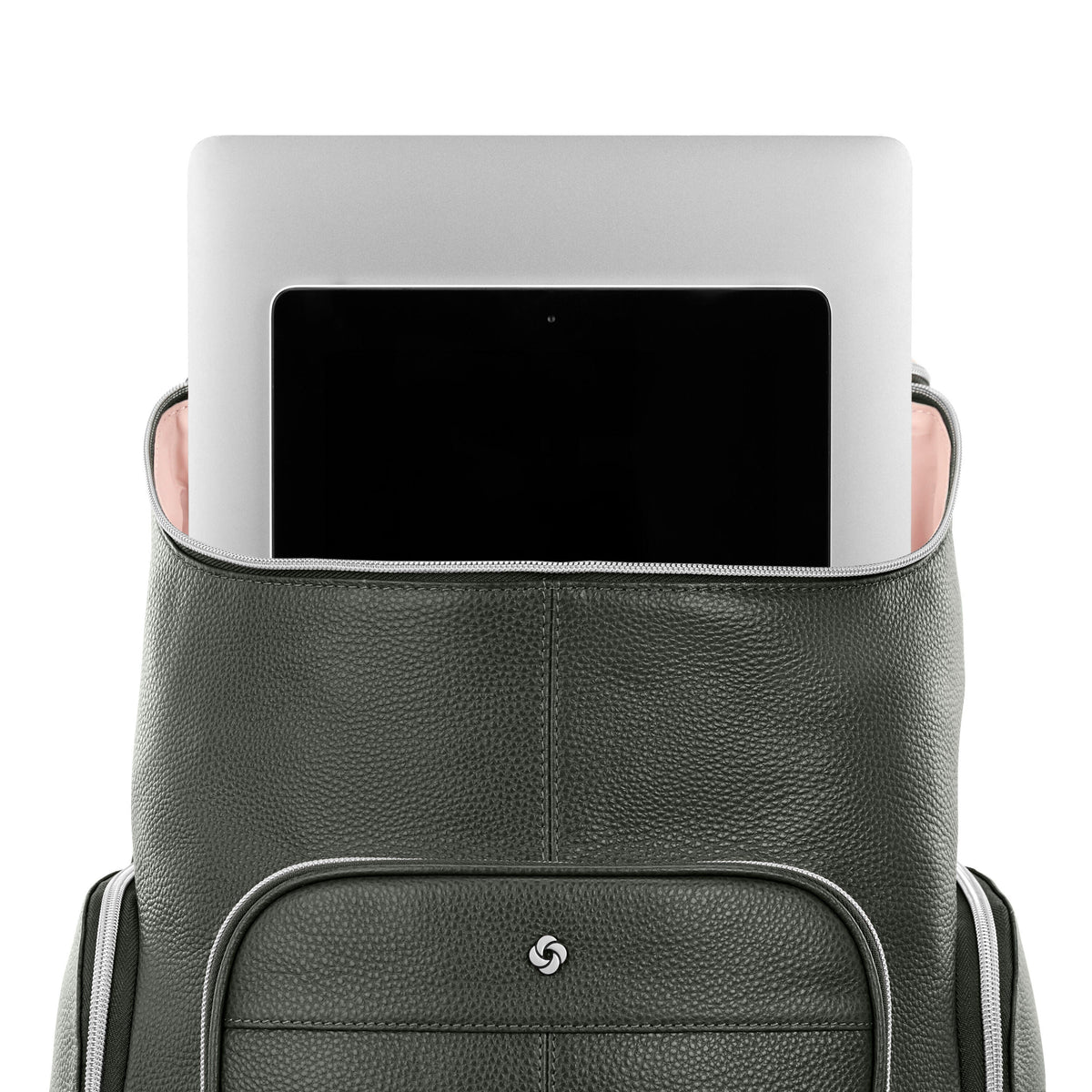 Samsonite Mobile Solution 2 Leather Deluxe Backpack in the color Olive.
