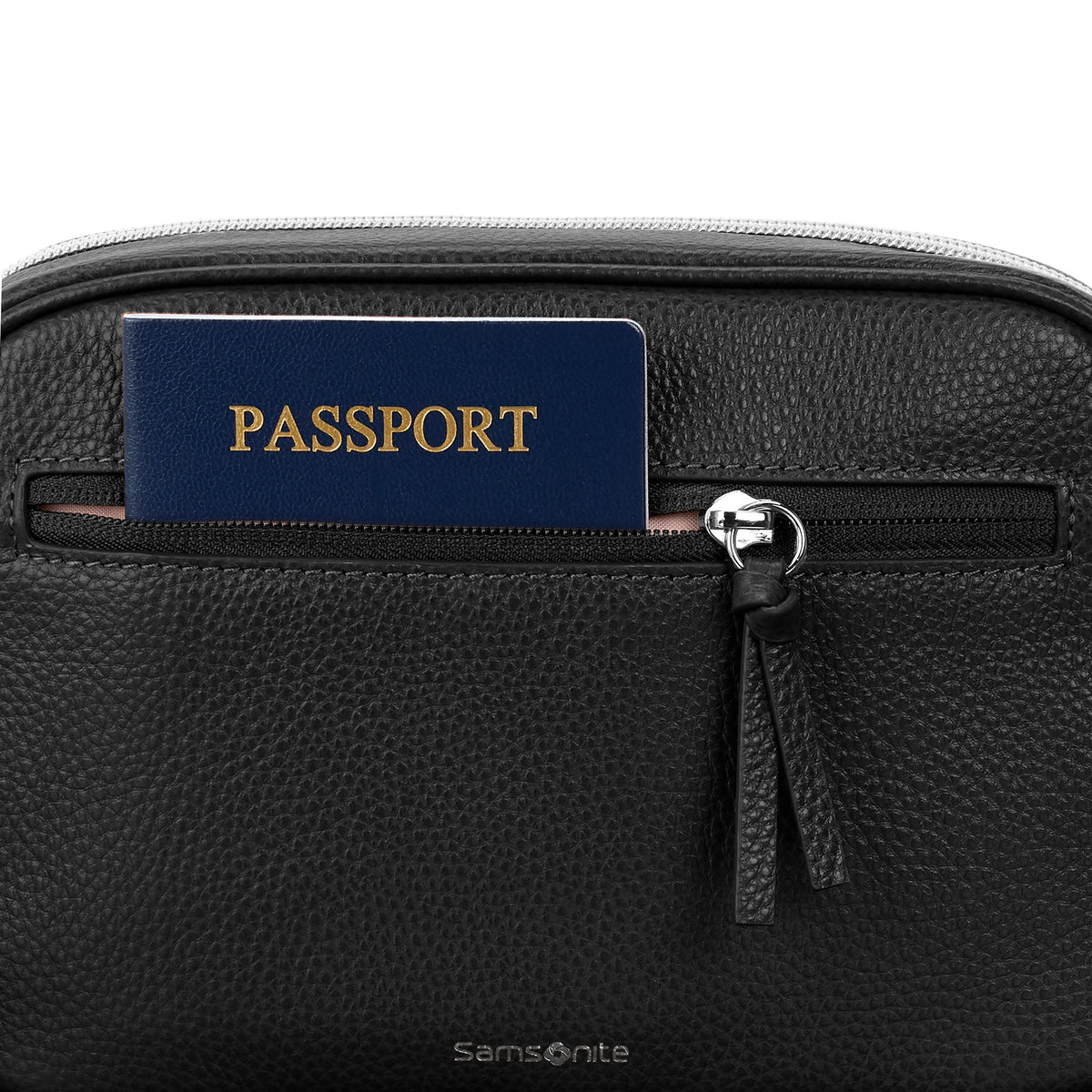 Samsonite Mobile Solution 2 Leather RFID Crossbody in the color Black.
