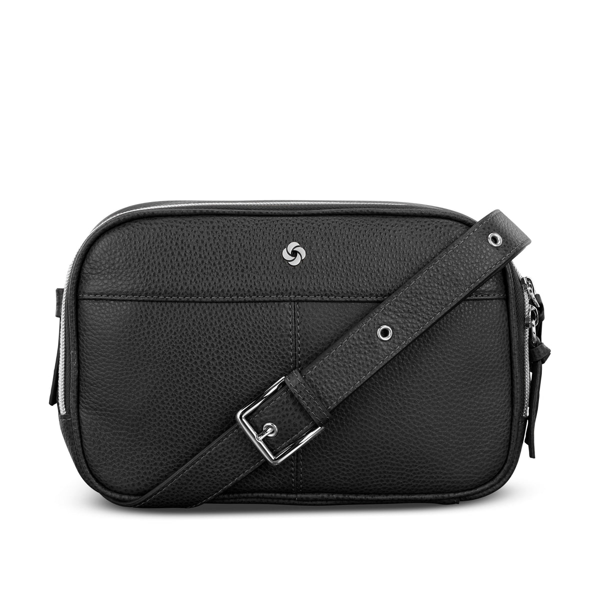 Samsonite Mobile Solution 2 Leather RFID Crossbody in the color Black.