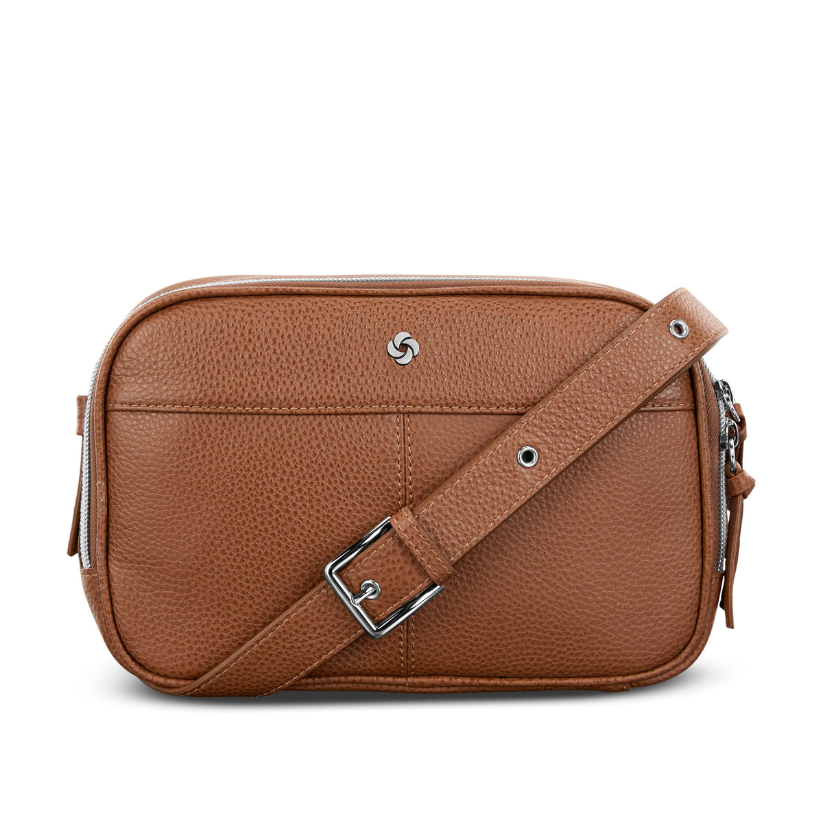 Samsonite Mobile Solution 2 Leather RFID Crossbody in the color Cognac.