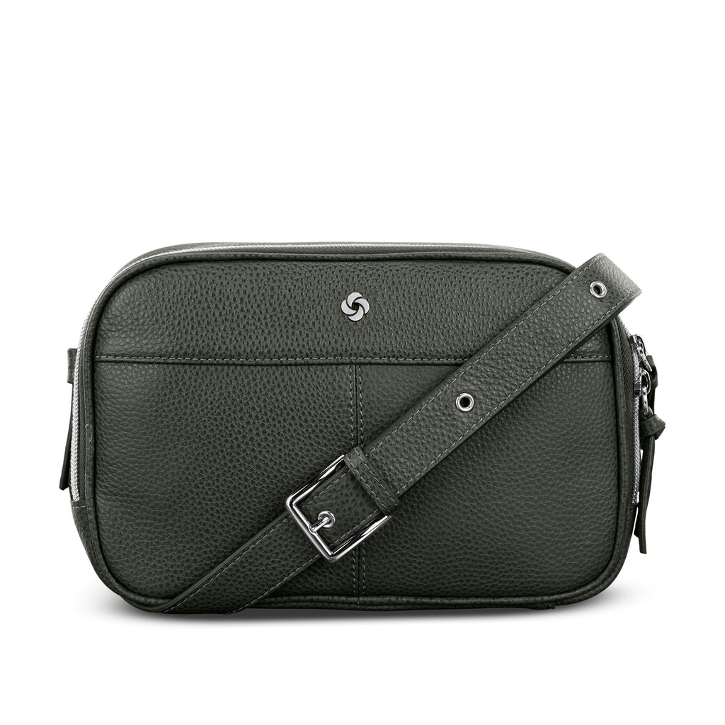 Samsonite Mobile Solution 2 Leather RFID Crossbody in the color Olive.