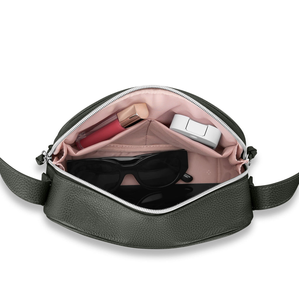 Samsonite Mobile Solution 2 Leather RFID Crossbody in the color Olive.