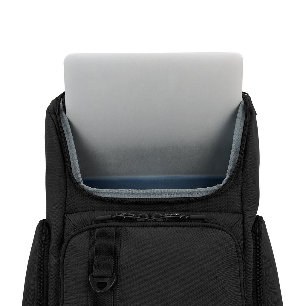 High Sierra Lineage Flap Backpack in the color Black.