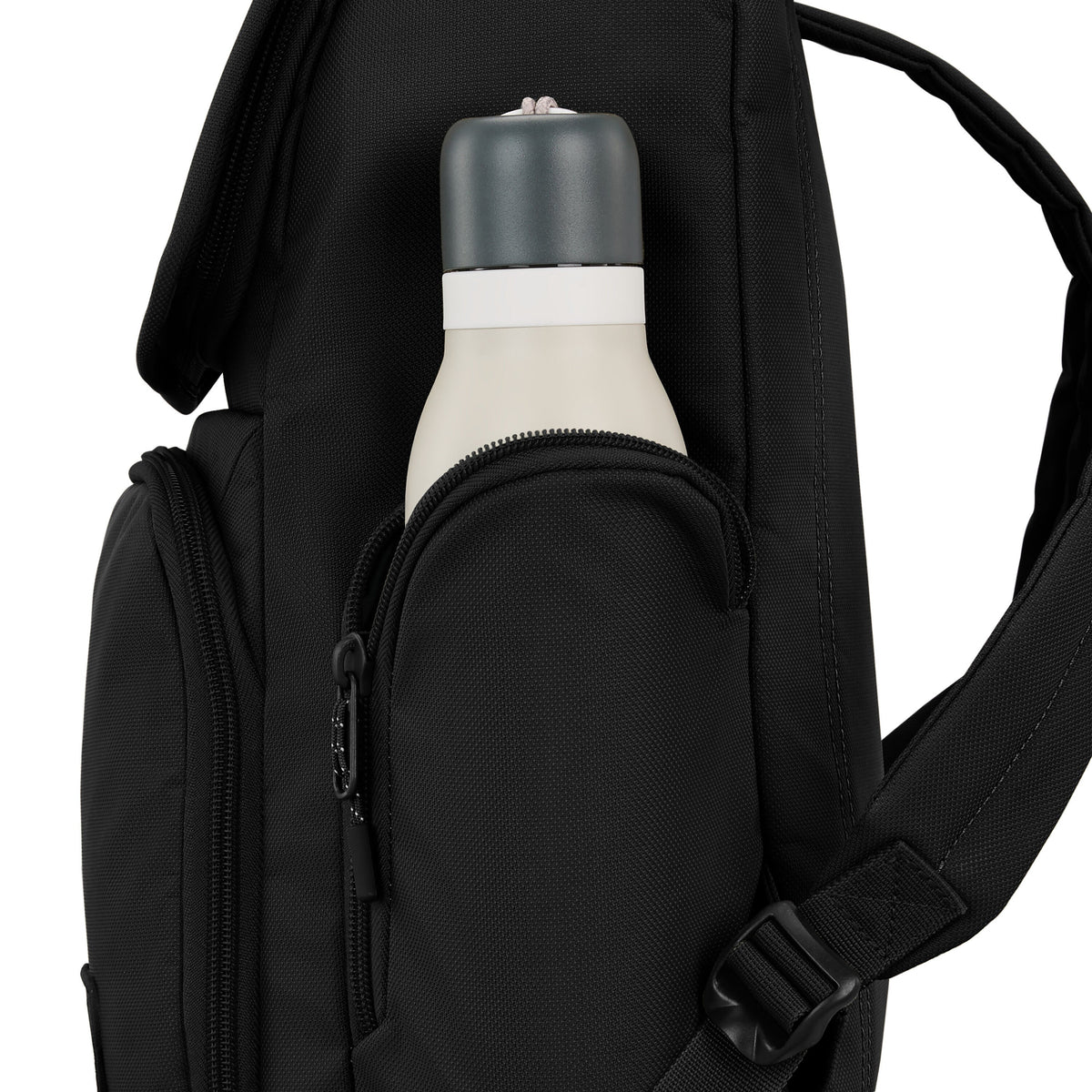 High Sierra Lineage Flap Backpack in the color Black.
