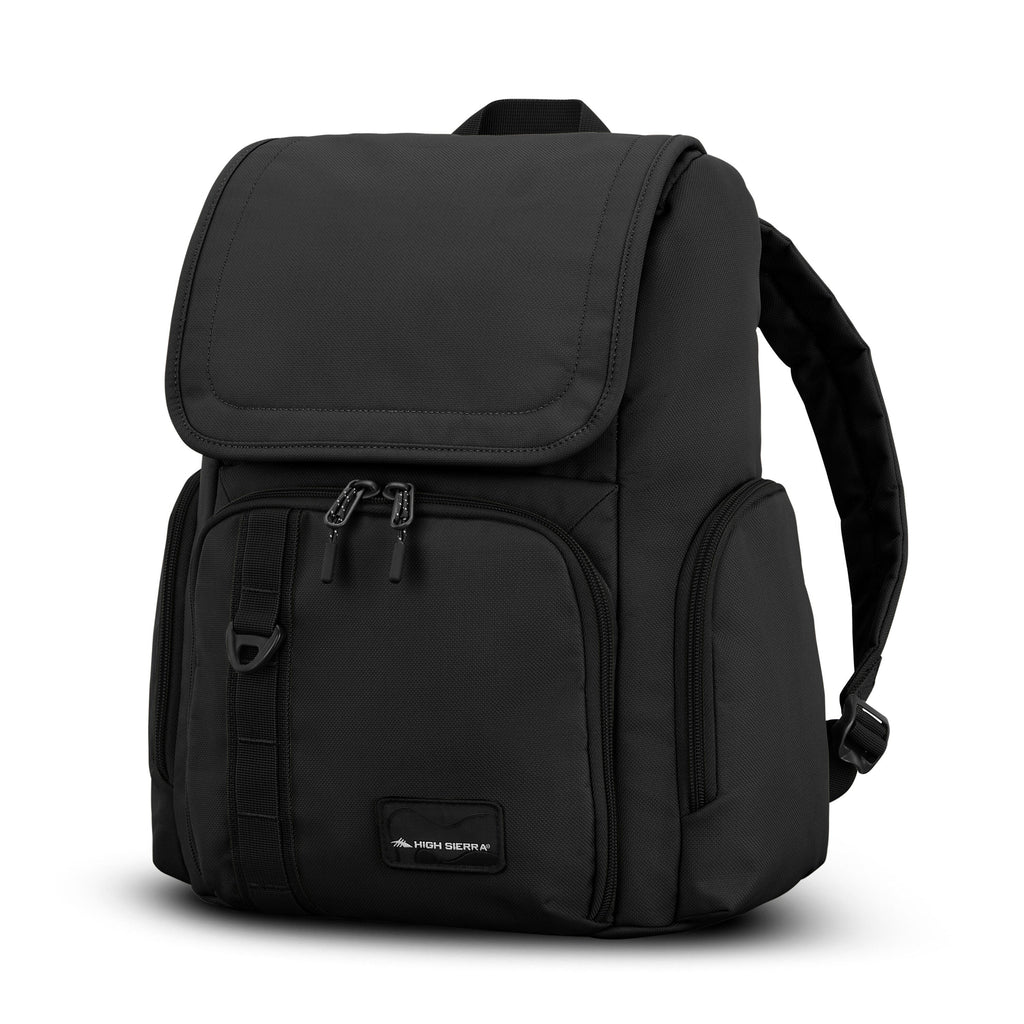 High Sierra Lineage Flap Backpack in the color Black.