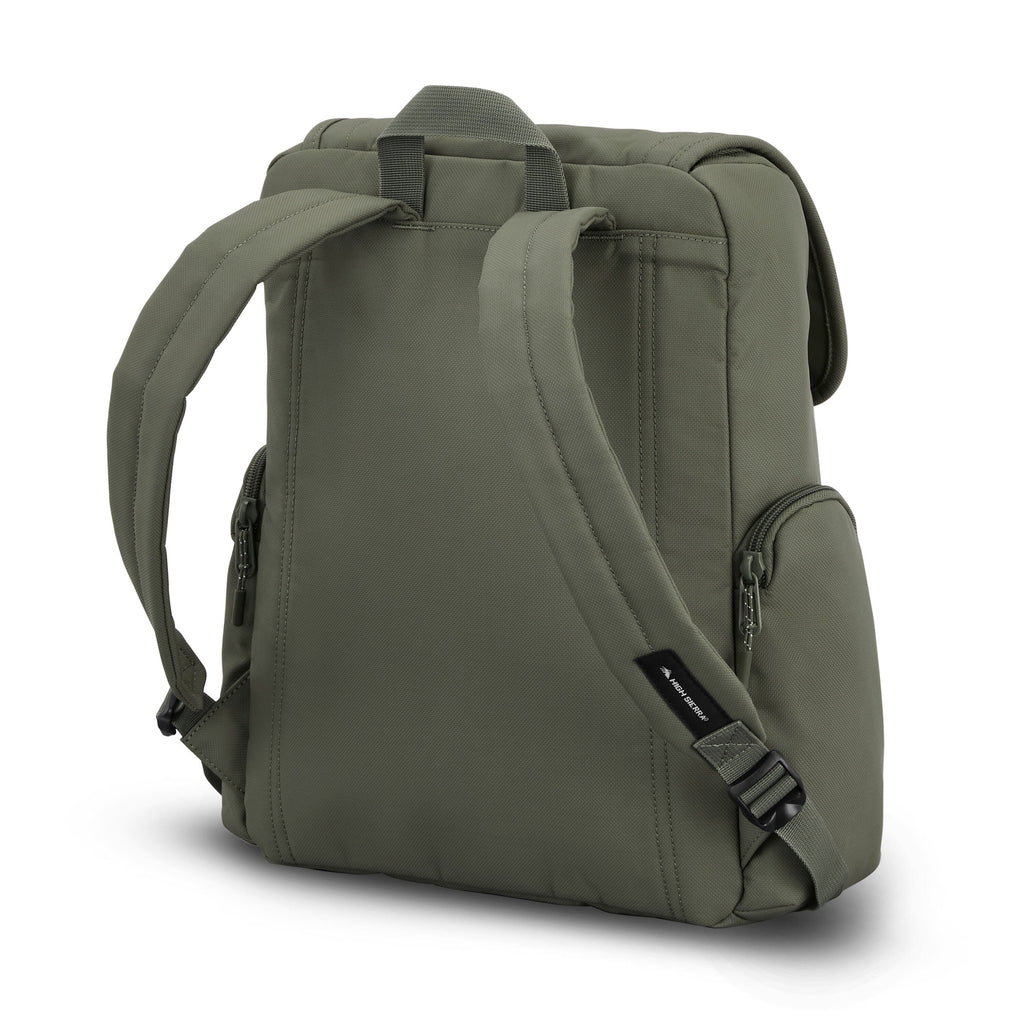 High Sierra Lineage Flap Backpack in the color Olive.