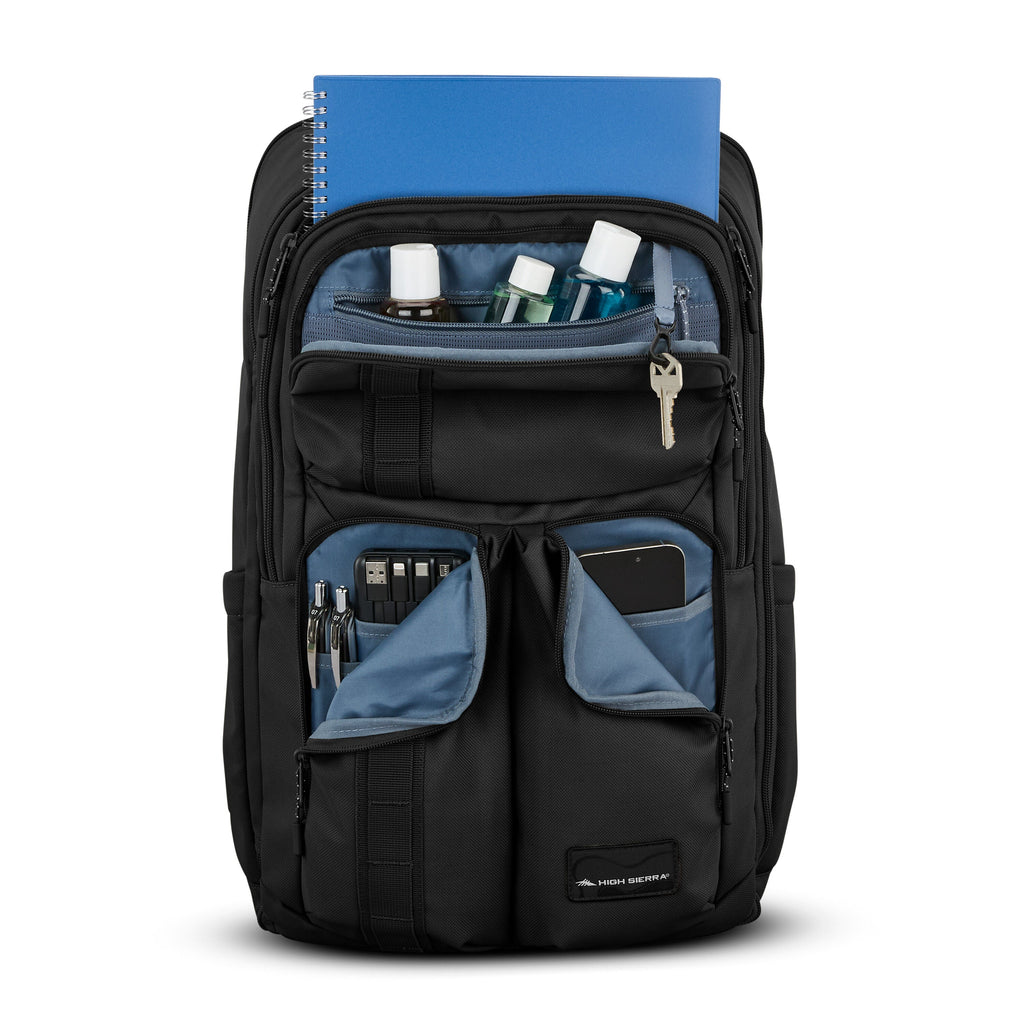 High Sierra Lineage Travel Backpack in the color Black.