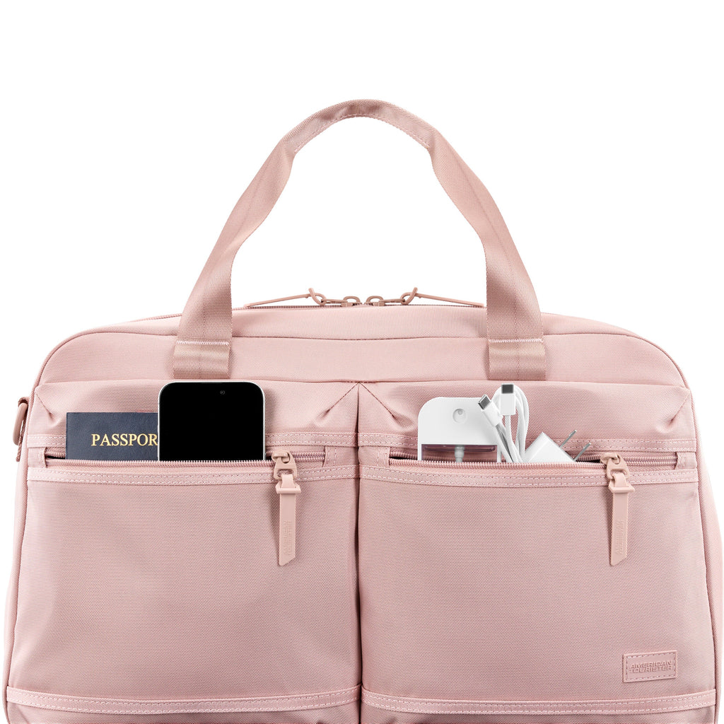 American Tourister Stratum 3.0 Convertible Weekender in the color Pink Blush.