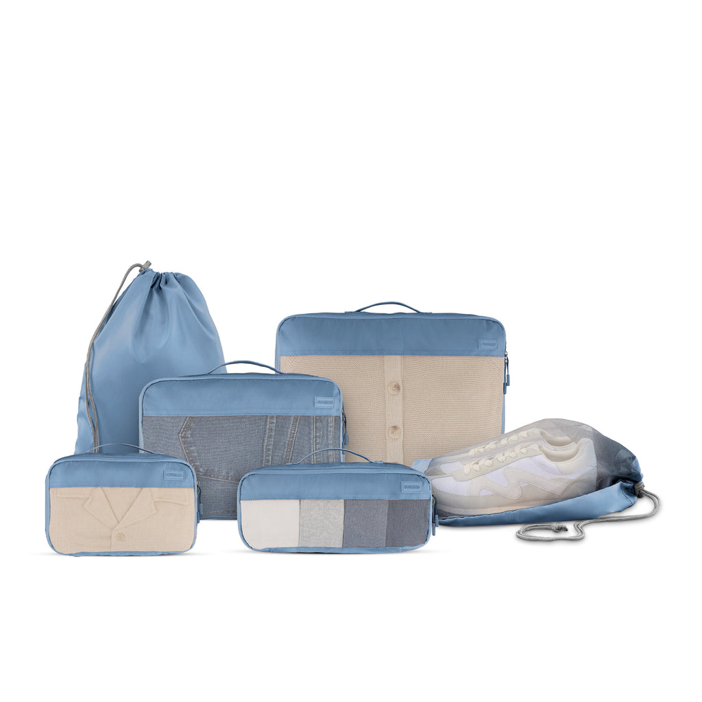 American Tourister Stratum 3.0 6 Piece Packing Cubes in the color Elemental Blue.