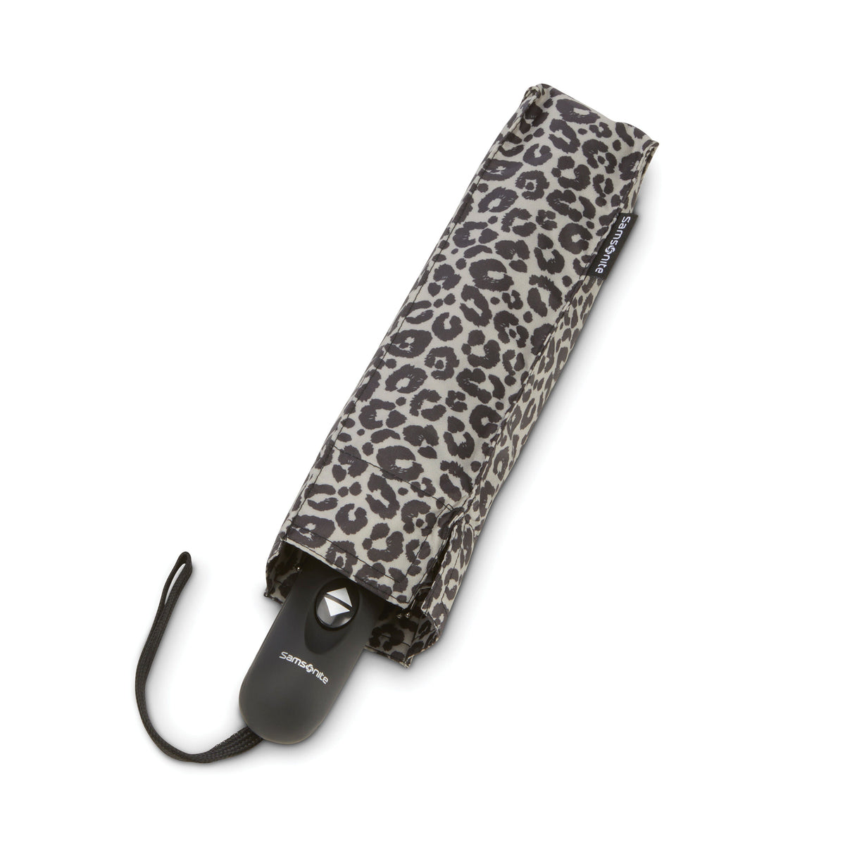Samsonite Travel Accessories Umbrellas Windguard Auto Open/Close in the color Grey/Black Cheetah.
