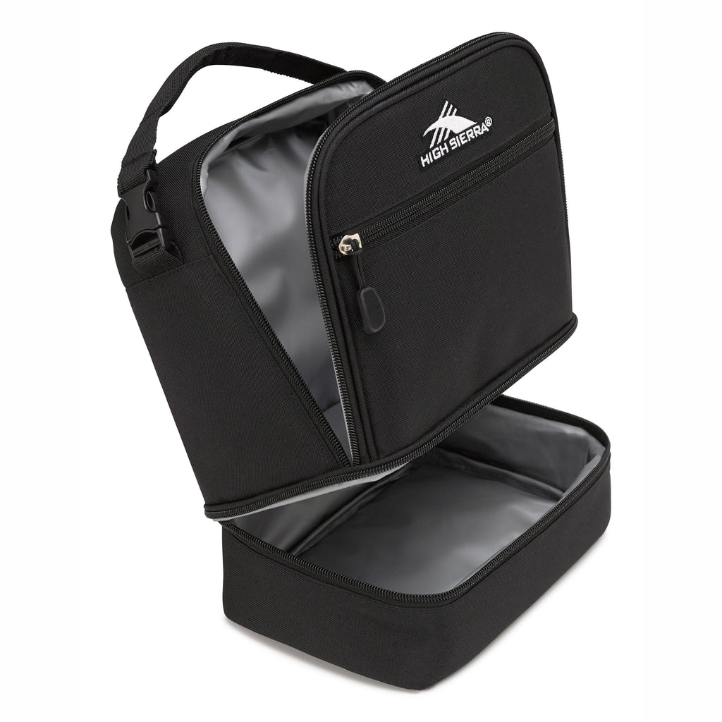 High Sierra Lunch Bags Stacked Compartment Lunch Kit in the color Black.