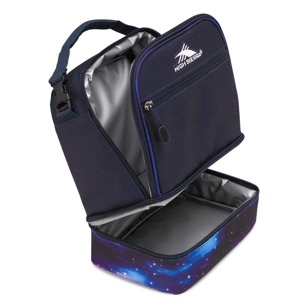 High Sierra Lunch Bags Stacked Compartment Lunch Kit in the color Midnight Blue/Cosmos.