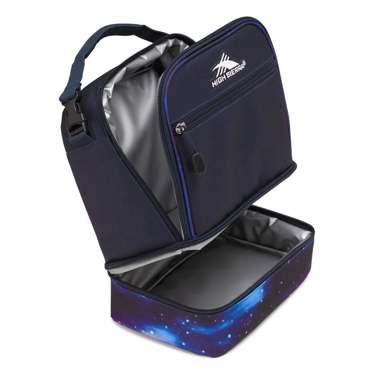 High Sierra Lunch Bags Stacked Compartment Lunch Kit in the color Midnight Blue/Cosmos.