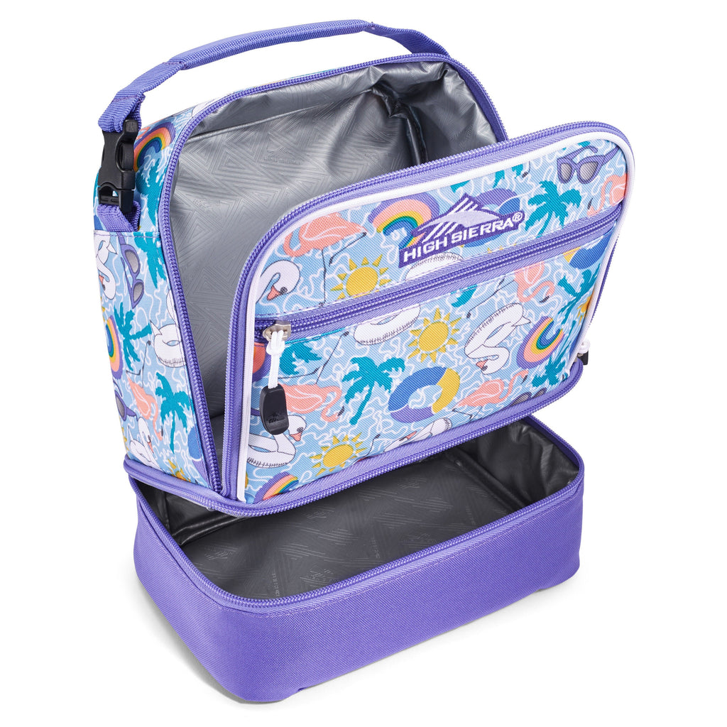 High Sierra Lunch Bags Stacked Compartment Lunch Kit in the color Pool Party/Lavender/White.