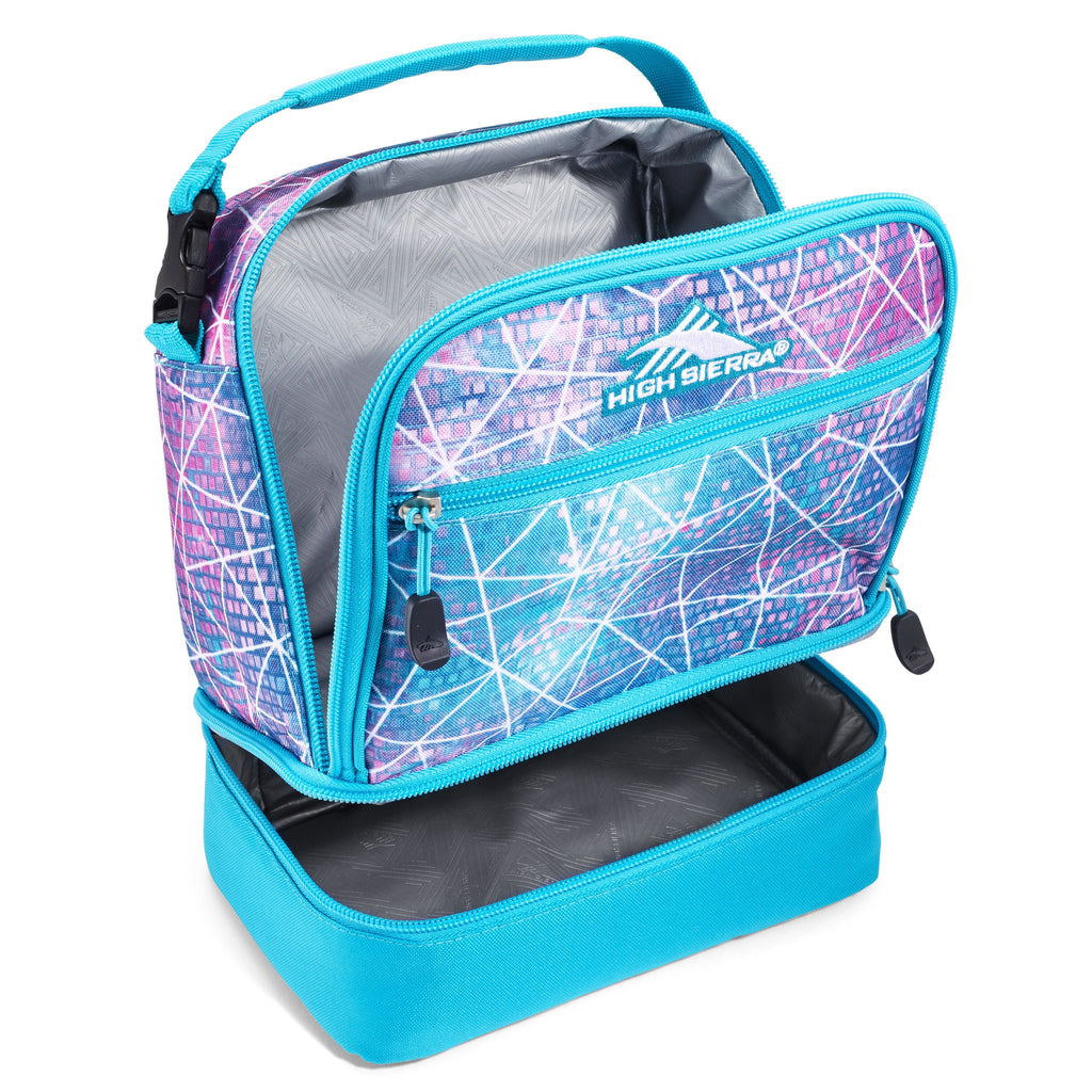 High Sierra Lunch Bags Stacked Compartment Lunch Kit in the color Sequin Facets/Bluebird.