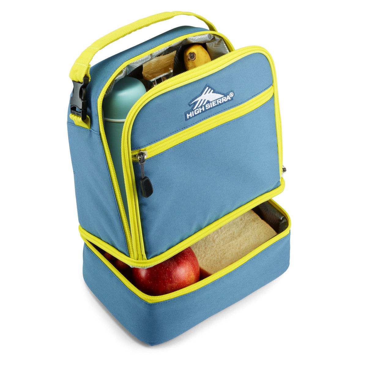 High Sierra Lunch Bags Stacked Compartment Lunch Kit in the color Graphite Blue/Glow.