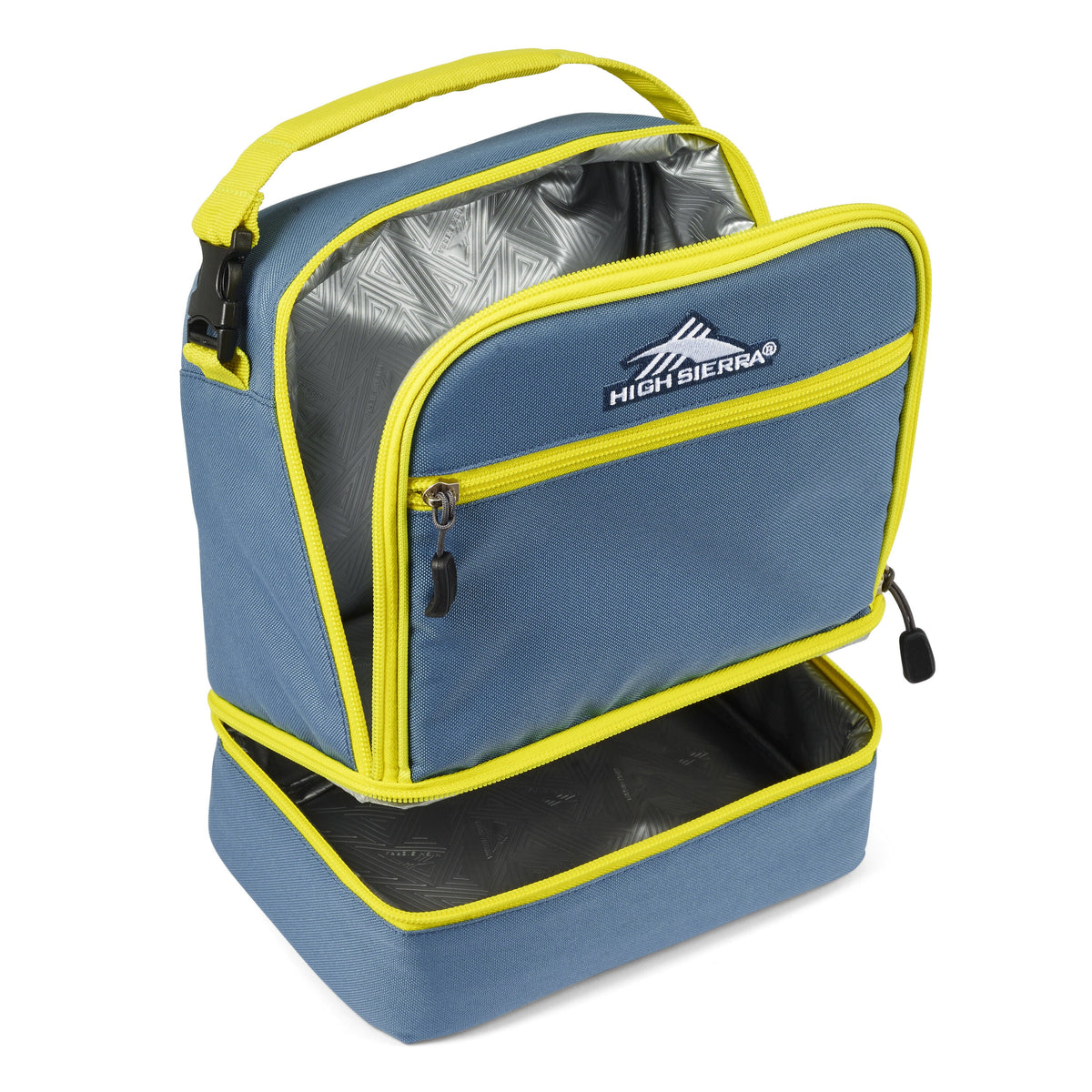 High Sierra Lunch Bags Stacked Compartment Lunch Kit in the color Graphite Blue/Glow.