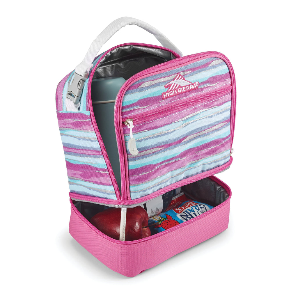 High Sierra Lunch Bags Stacked Compartment Lunch Kit in the color Watercolor Stripes.