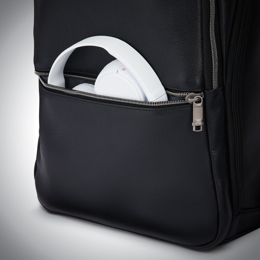 Samsonite Classic Leather Slim Backpack in the color Black.