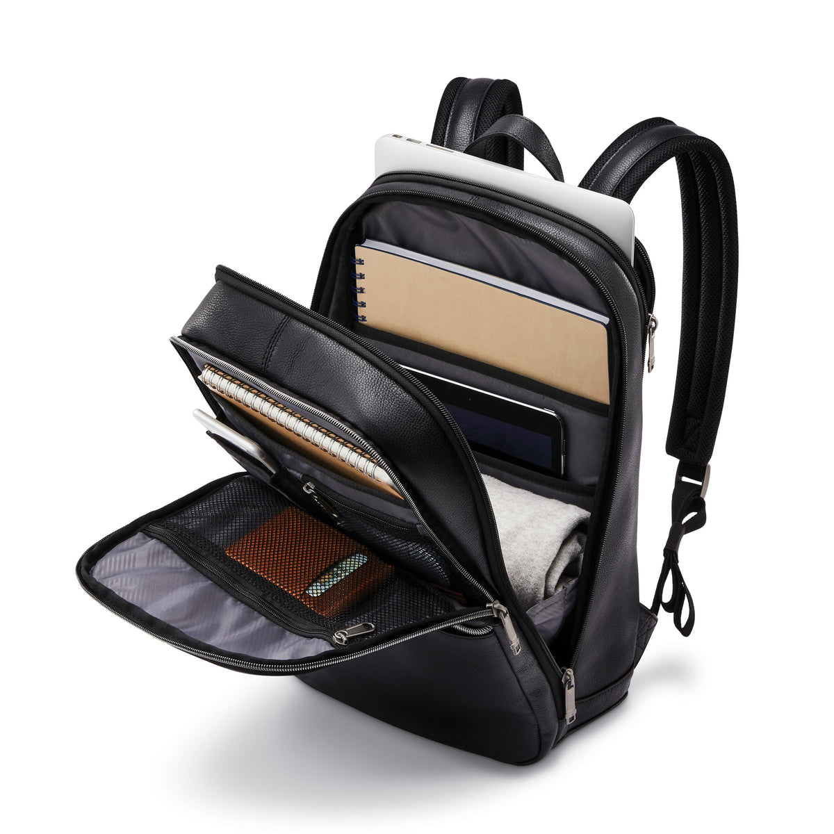 Samsonite Classic Leather Slim Backpack in the color Black.