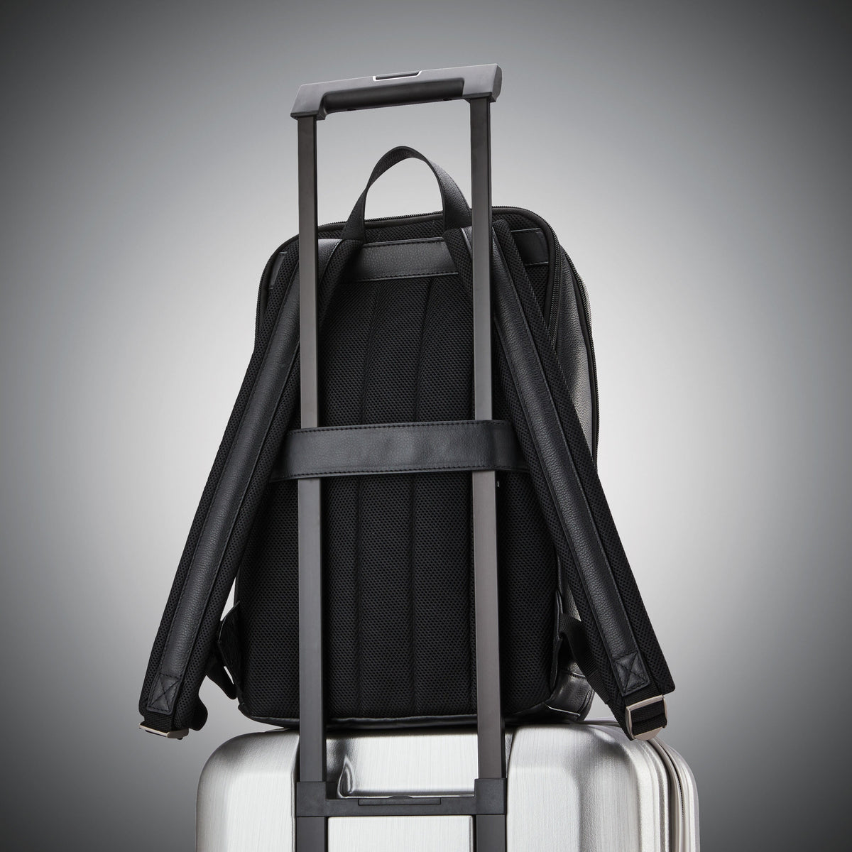 Samsonite Classic Leather Slim Backpack in the color Black.