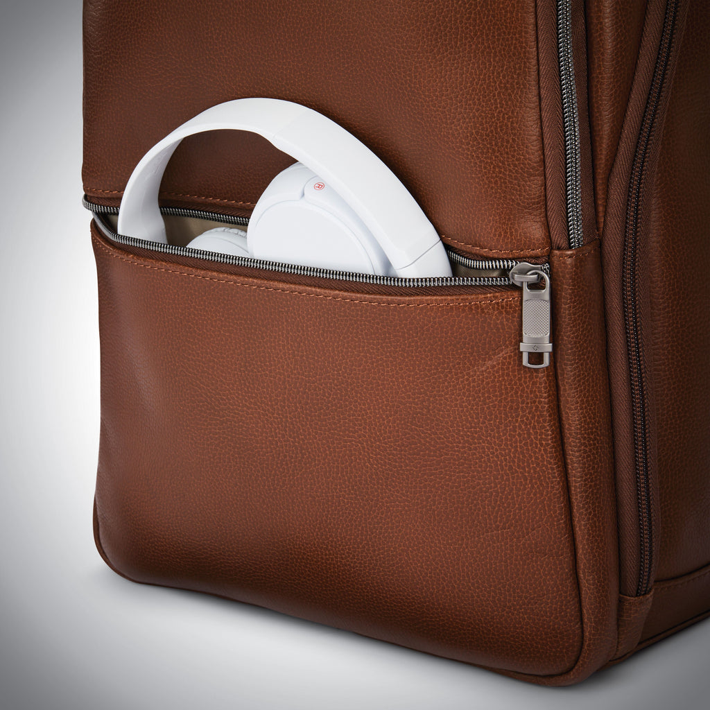 Samsonite Classic Leather Slim Backpack in the color Cognac.
