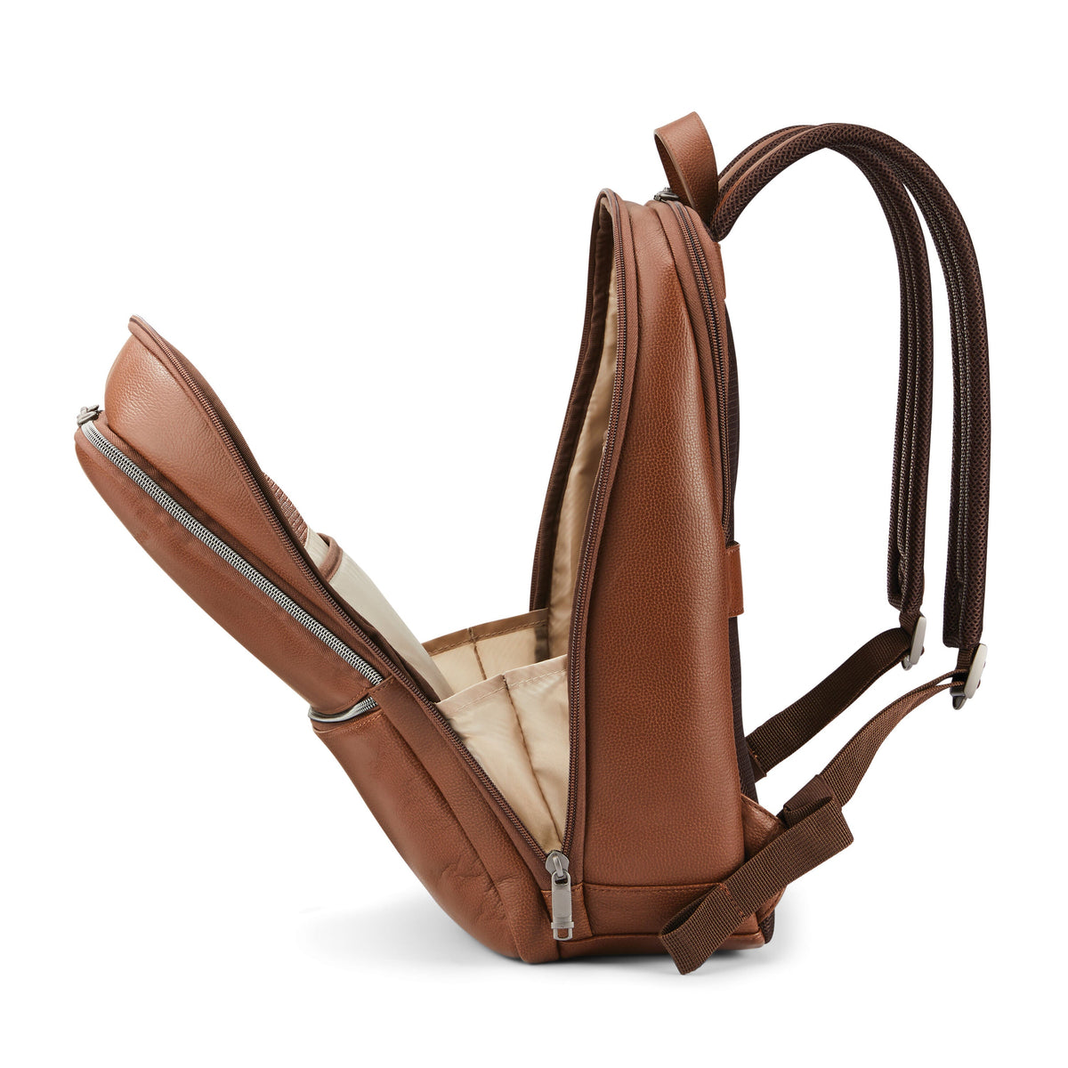 Samsonite Classic Leather Slim Backpack in the color Cognac.