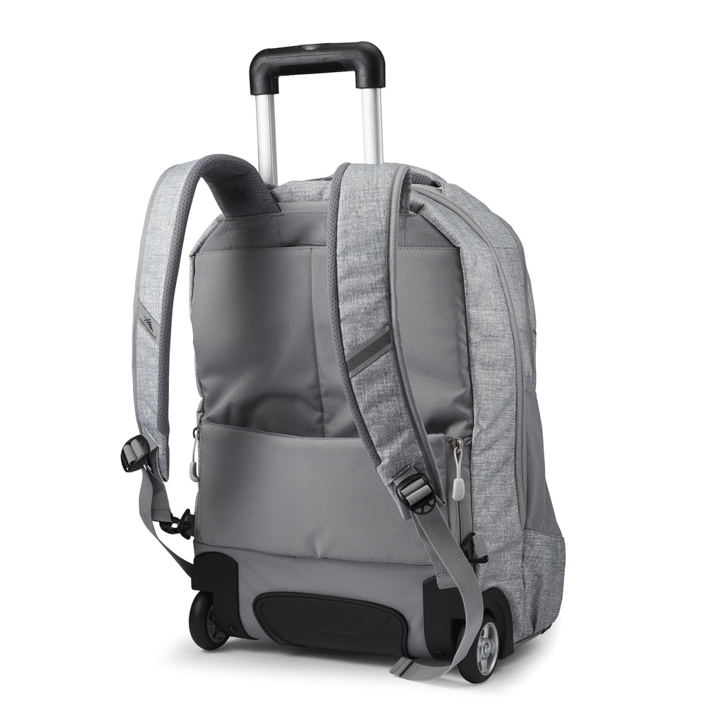 High Sierra BTS Powerglide Pro Wheeled Backpack in the color Silver Heather.