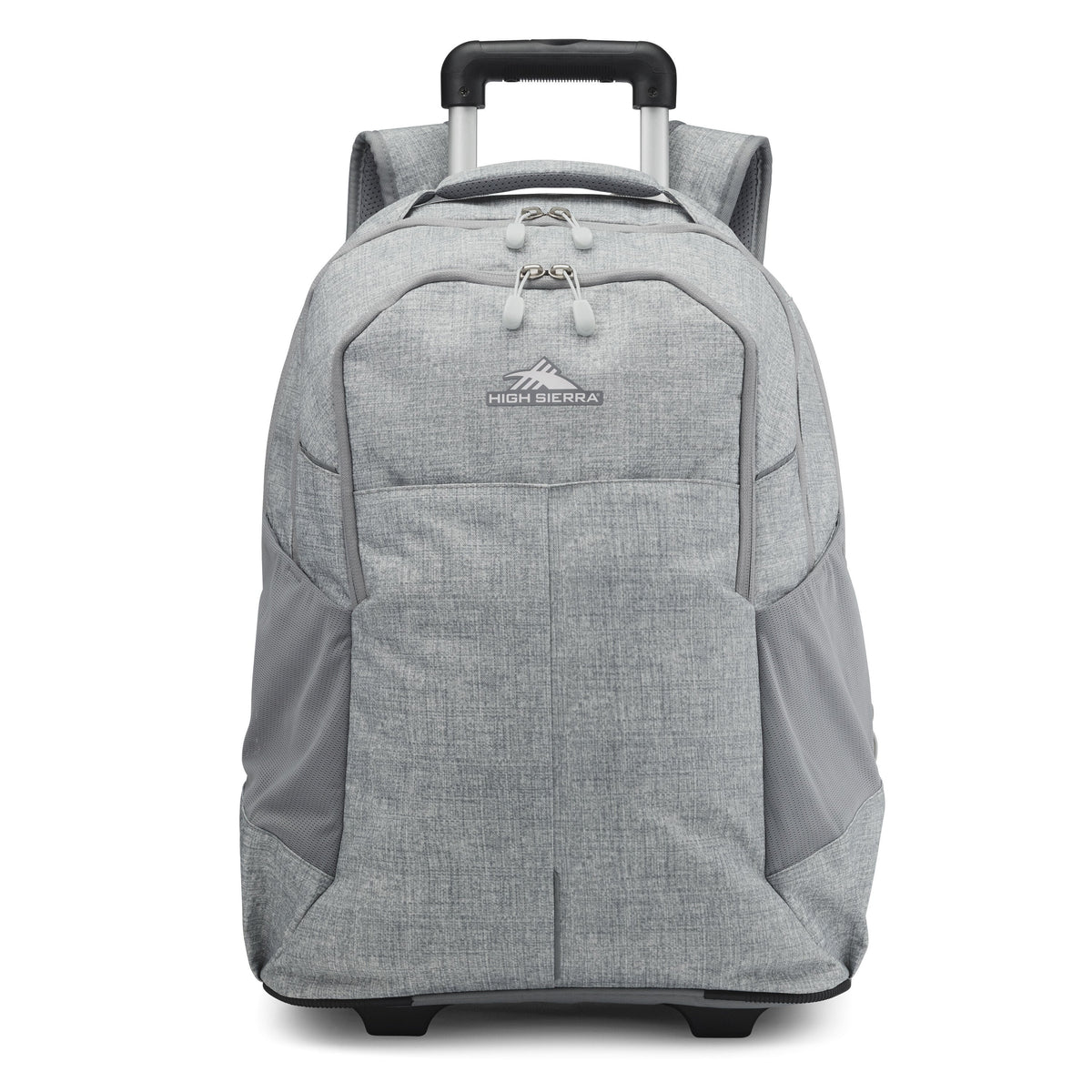 High Sierra BTS Powerglide Pro Wheeled Backpack in the color Silver Heather.