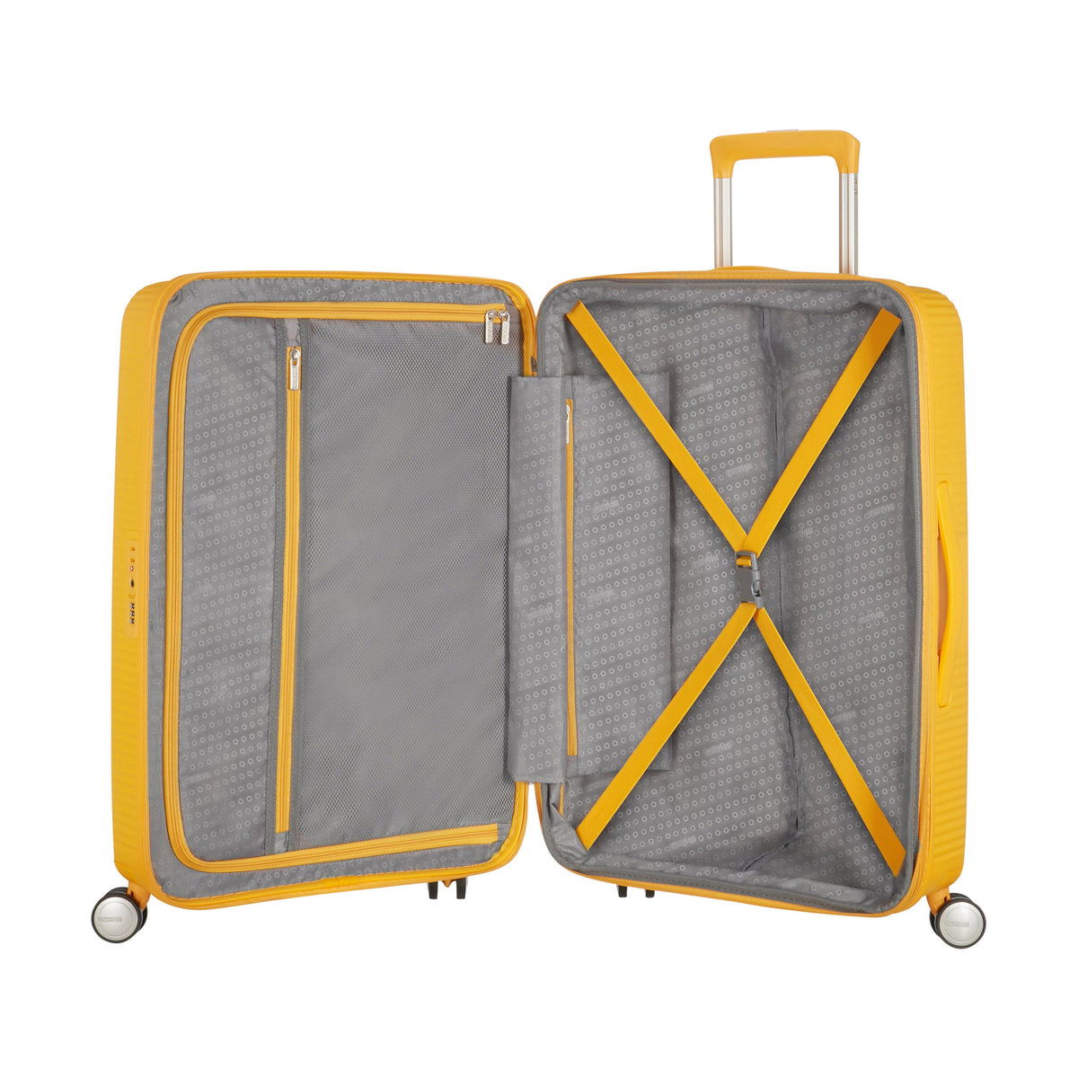 American Tourister Curio Spinner Large in the color Golden Yellow.