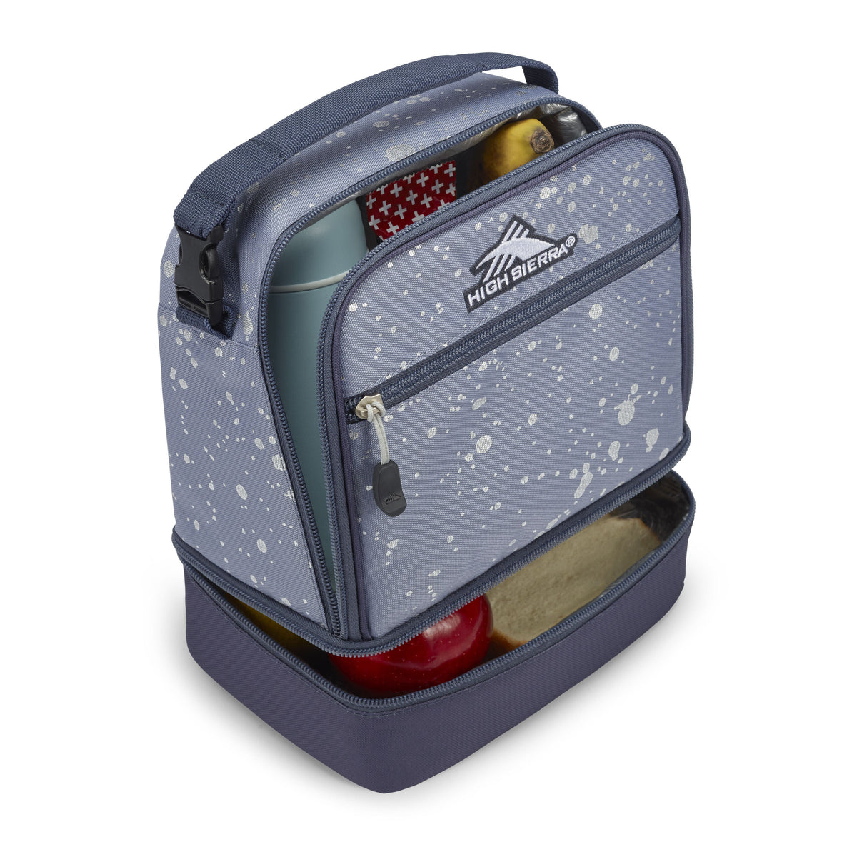High Sierra Lunch Bags Stacked Compartment Lunch Kit in the color Metallic Splatter.