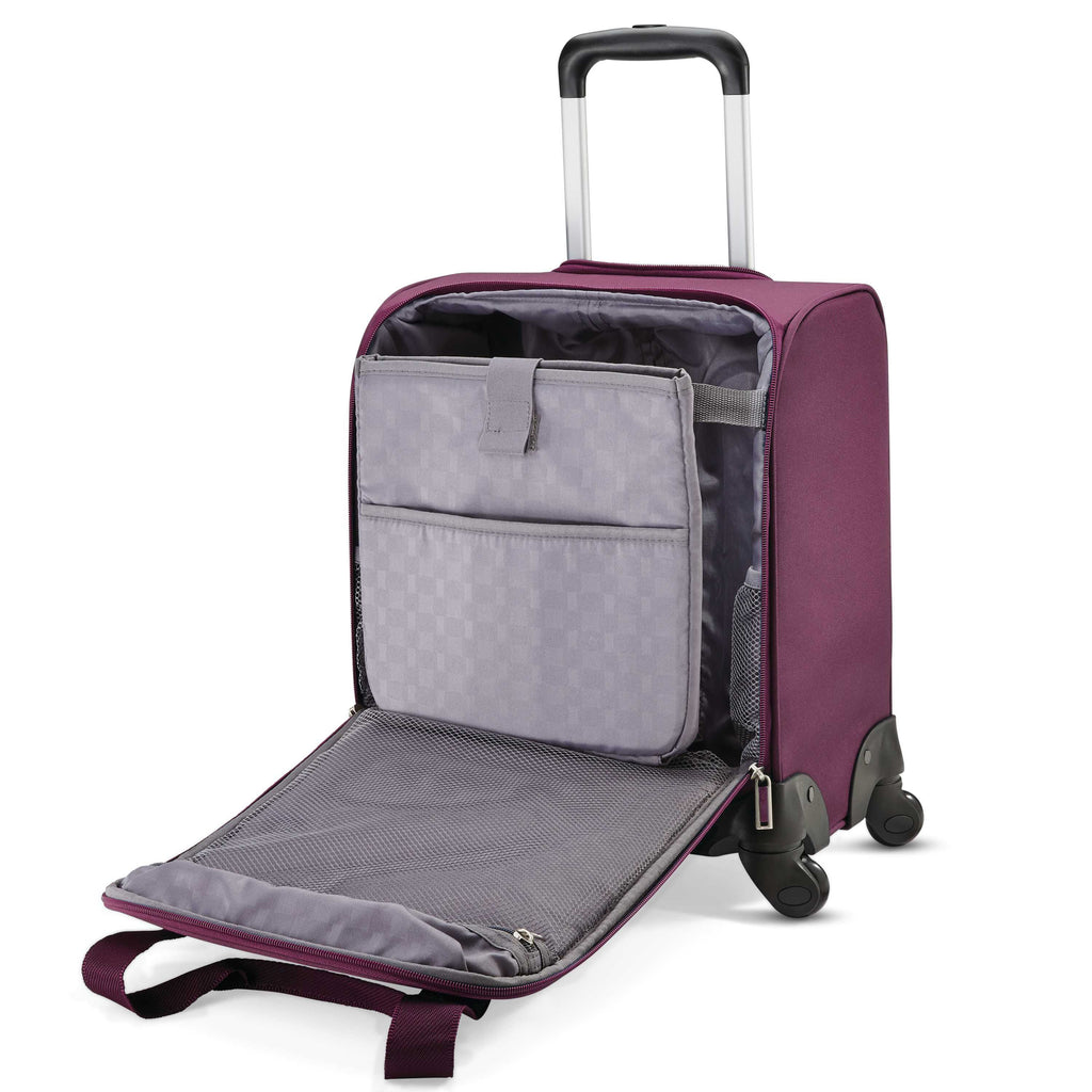 Samsonite Spinner Underseater w/ USB Port in the color Purple.